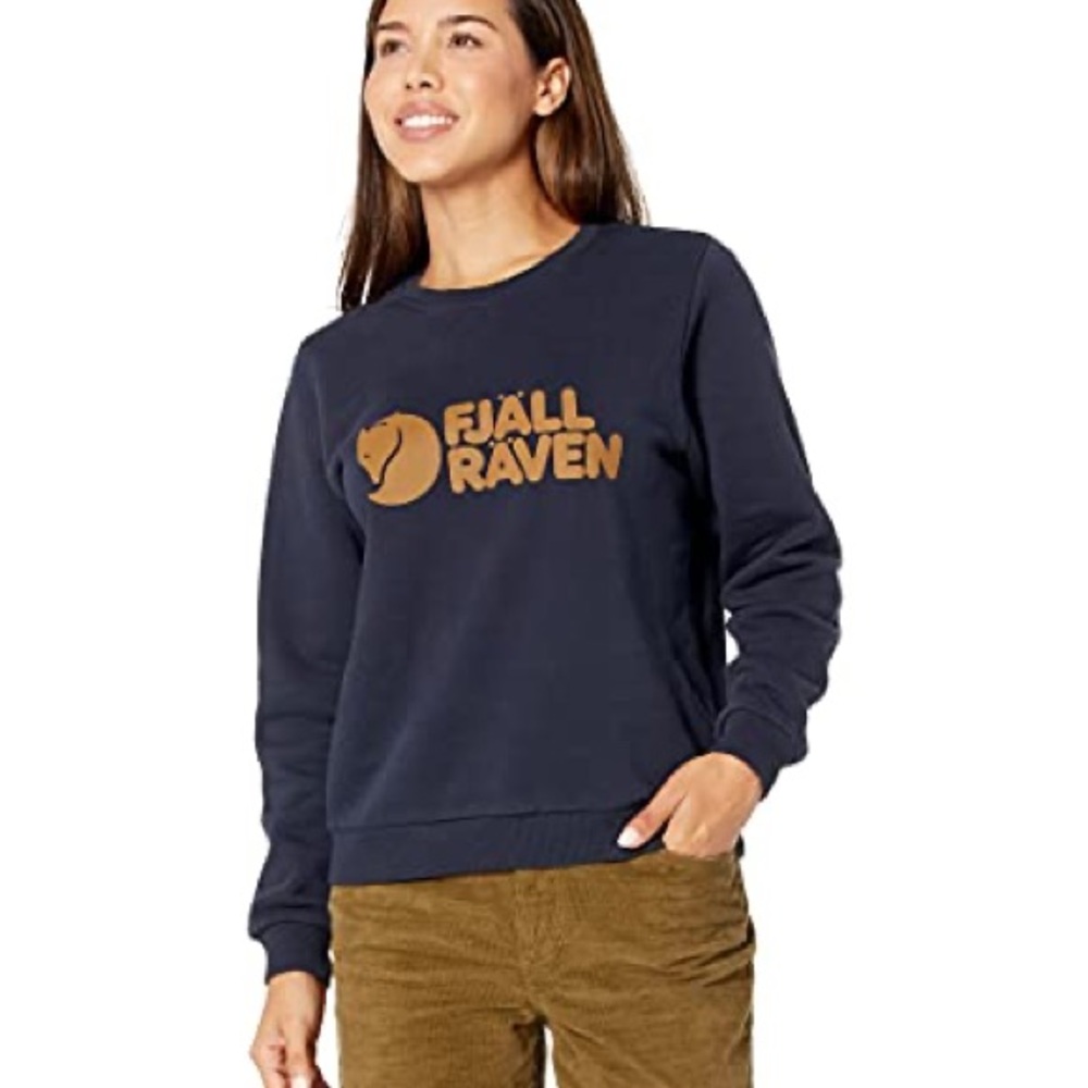 NWT Fjallraven Logo Sweater Dark Navy pullover women size XL
